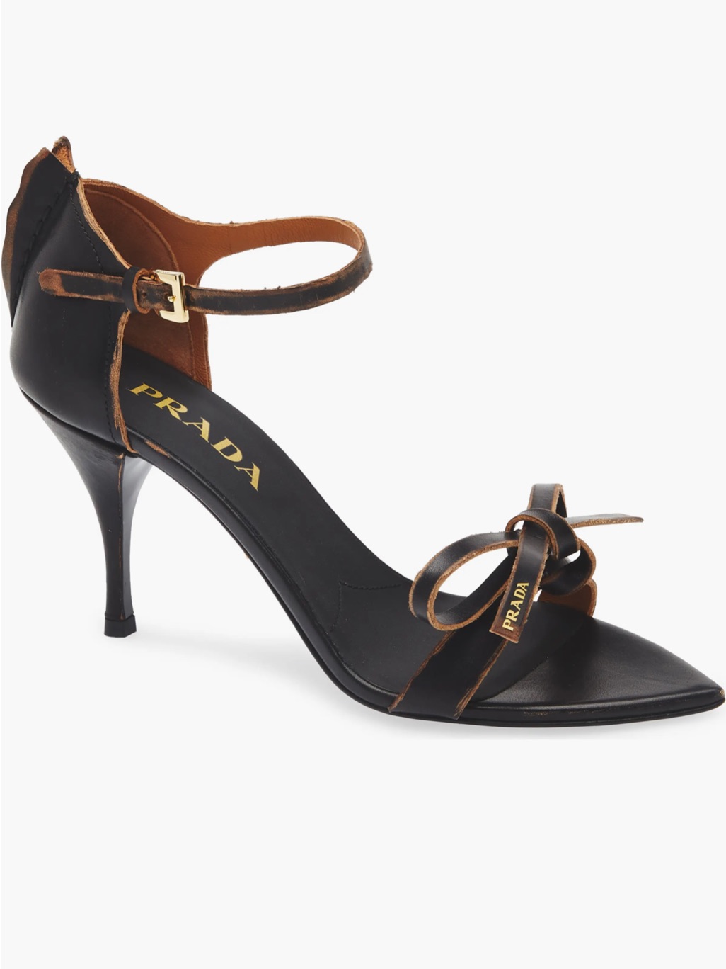 Prada Exposed Seam Ankle Strap Sandals
